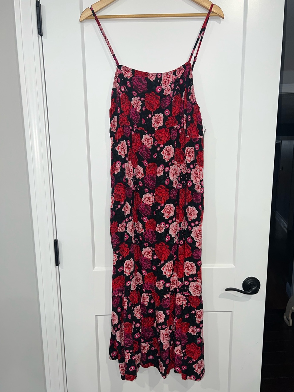 Old Navy Floral Spaghetti-Strap Maxi Dress in Black and Red